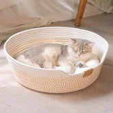 Pet cat bed basket with cushion