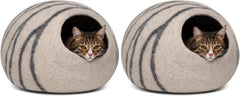 Cat Hole - Premium Felt Cat Bed Fence for Indoor Cats, Handmade Merino Wool (Light Grey, Medium)