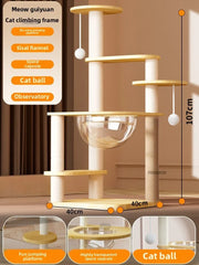 Multi layer sisal cat tree tower home leisure cat catching column, with hammock creative design pet furniture
