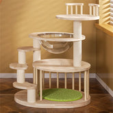 Solid Wood Cat Tower, Scratching Post, Short Climbing Frame, Indoor Jumping Platform, Cat Tree Bed