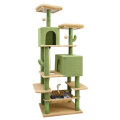 Big cat tree, cactus shaped wooden pet bed, sisal claw pole, Big cat villa
