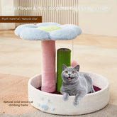 Cat Tree Small Space Saving, Cat Condo with Scratching Post, Flower Design Sisal Rope Climbing Frame for Kittens and Cats