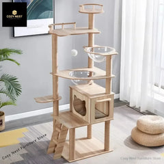 Cat Climbing Frame Multi-layer Scratching Post Strong Load-bearing Cat Tree Luxury Integrated Large Cats Towers