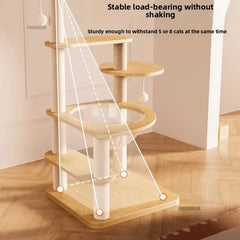 Multi layer sisal cat tree tower home leisure cat catching column, with hammock creative design pet furniture