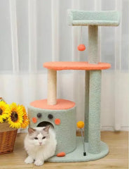Plant Design Cat Tree Tower With Sisal Scratching Post Pillar Colorful Multi Level Platform Washable Pet Furniture