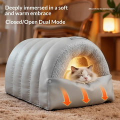 Semi enclosed leather sleeping bag, washable cat house