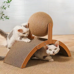 Catnip board, wooden climbing frame, vertical scratch resistant cat toy, rotating sword hemp rope