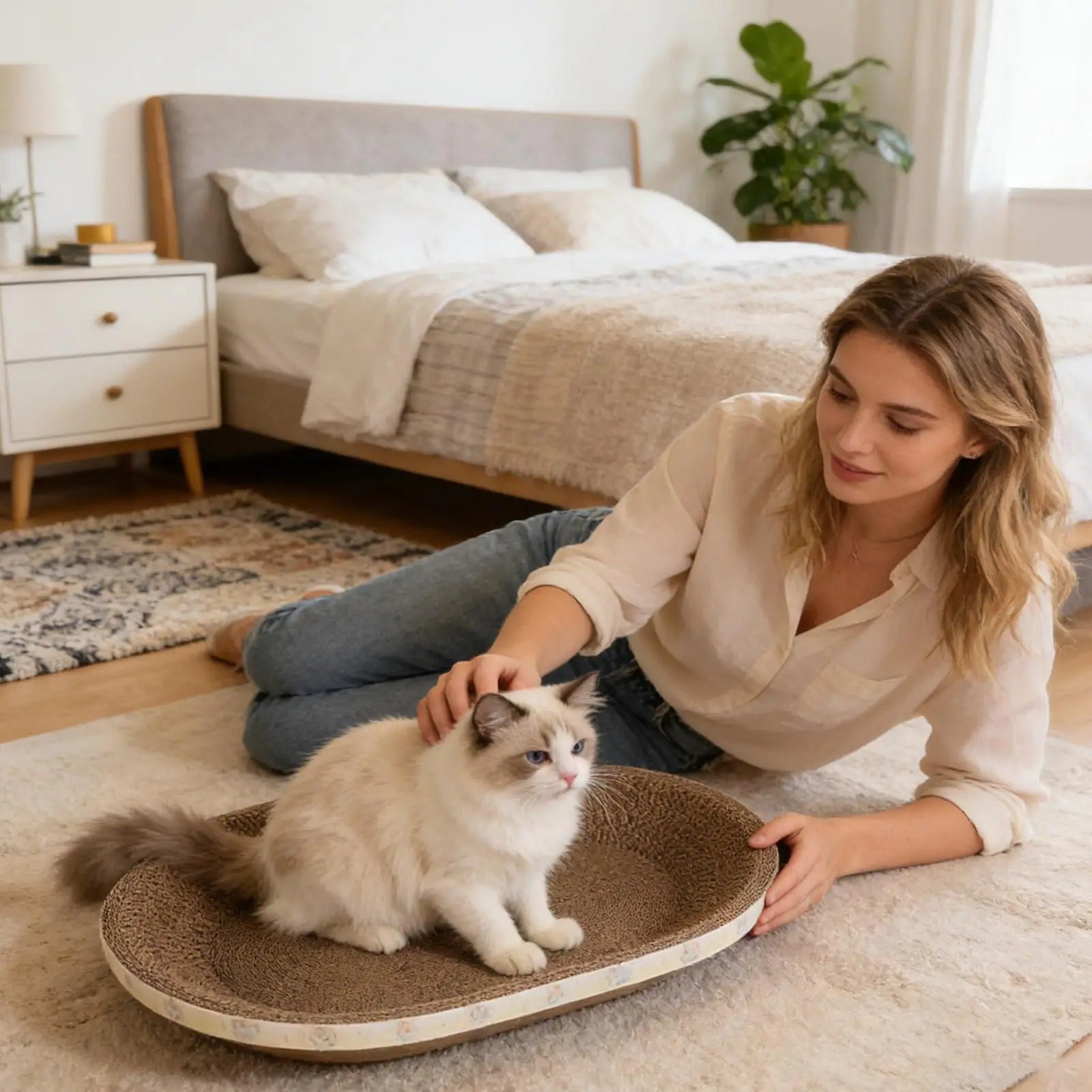 Cat scratch board oval nest