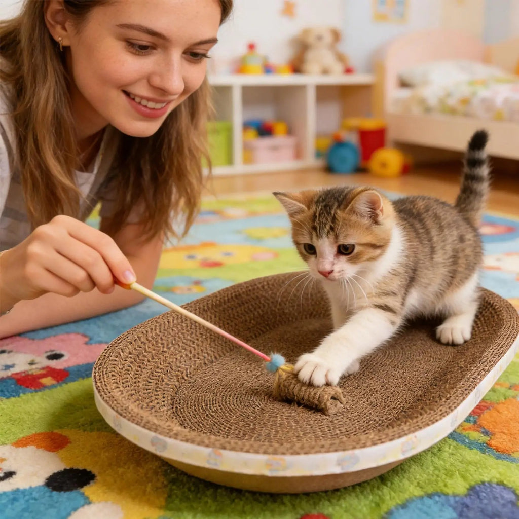 Cat scratch board oval nest