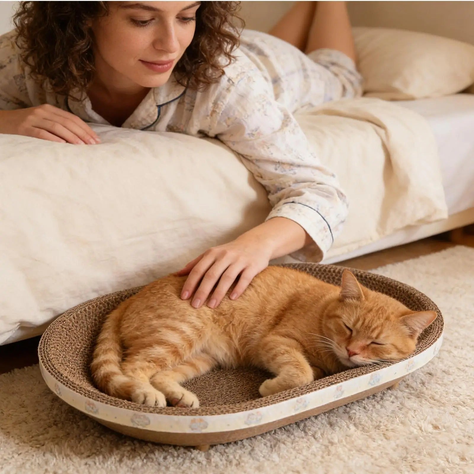 Cat scratch board oval nest