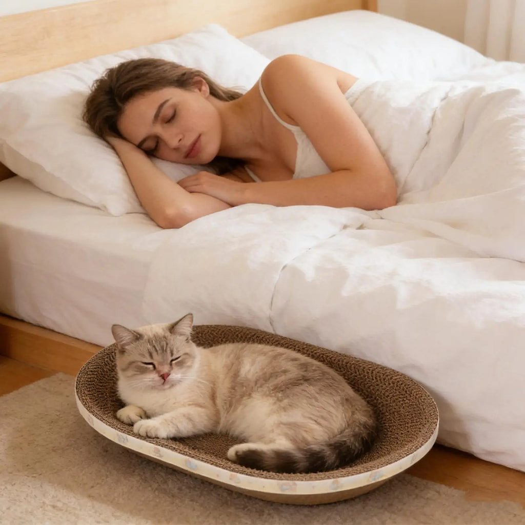Cat scratch board oval nest