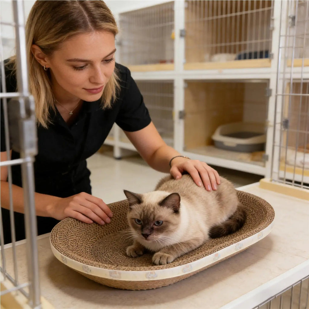 Cat scratch board oval nest