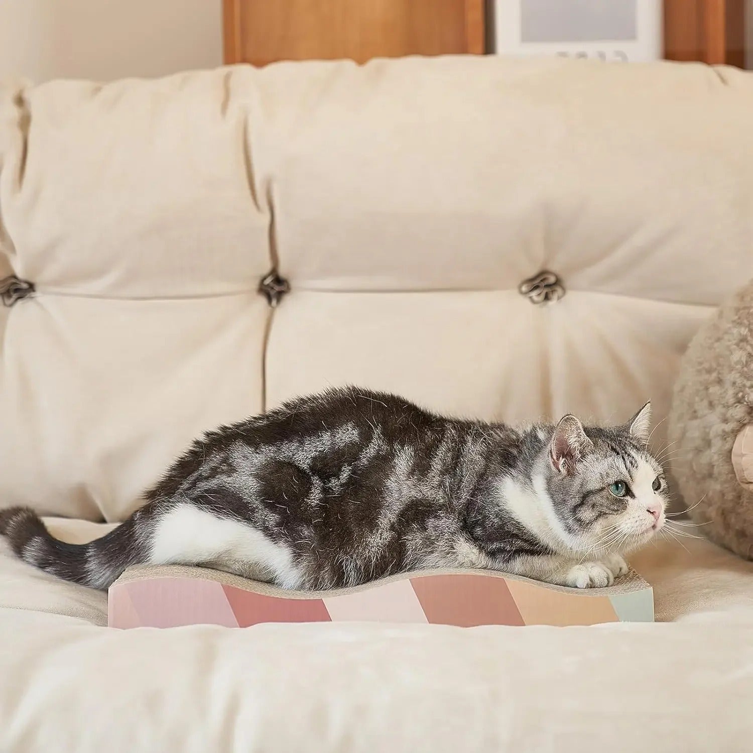 Rectangular wave cat scratching board
