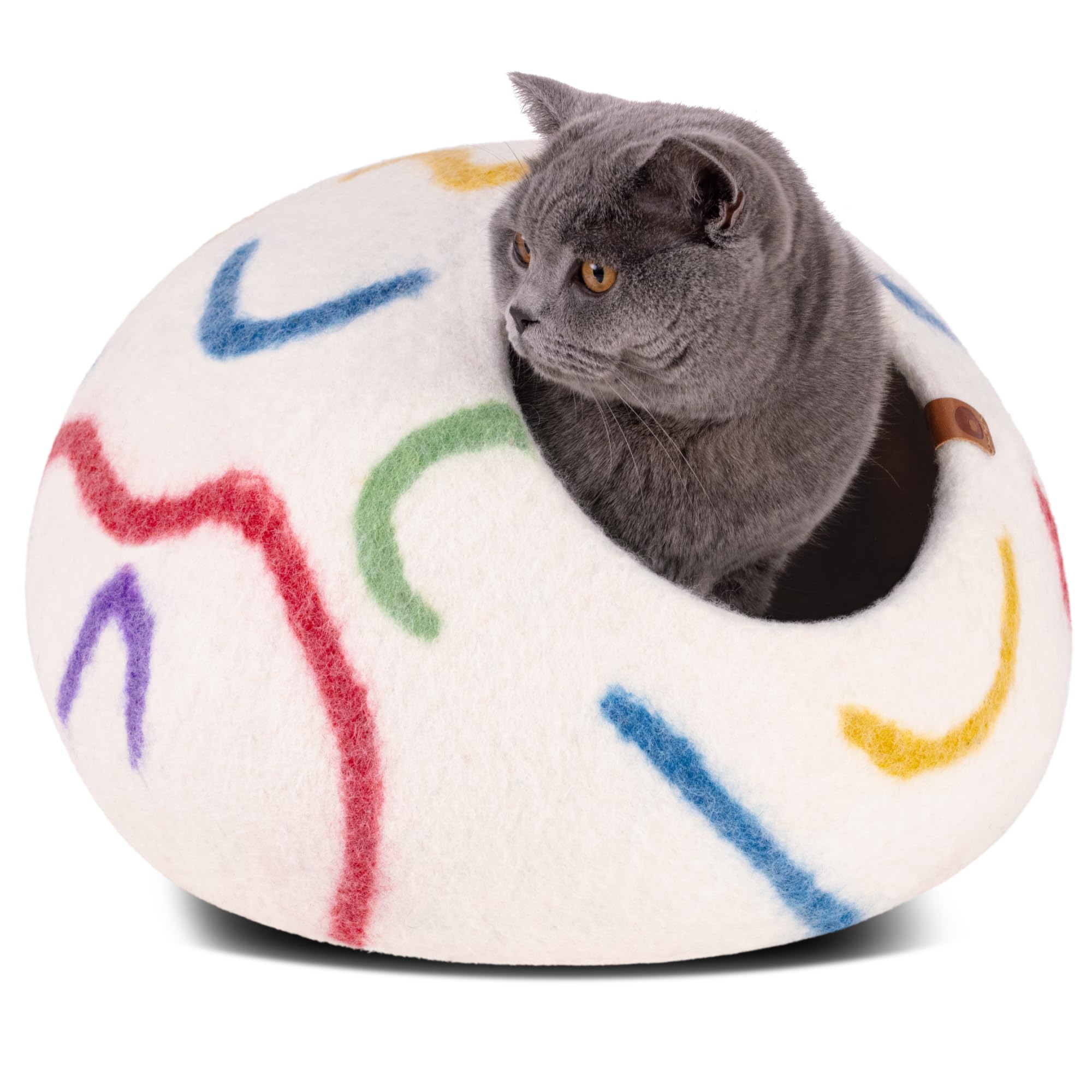 Cat Hole - Premium Felt Cat Bed Fence for Indoor Cats, Handmade Merino Wool (Light Grey, Medium)