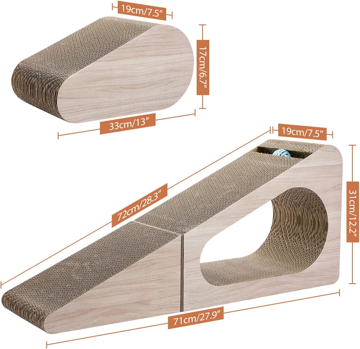 Cardboard cat scratch triangle 2-in-1 cat scratch ramp