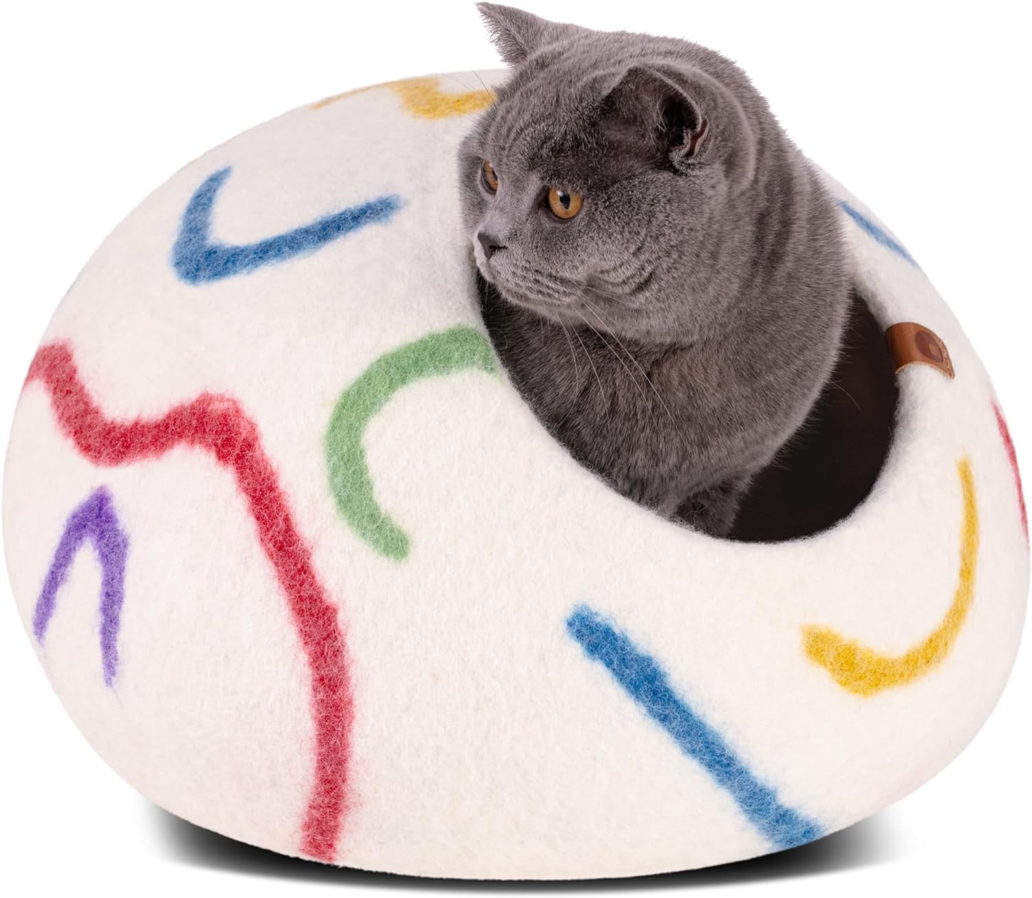 Cat Hole - Premium Felt Cat Bed Fence for Indoor Cats, Handmade Merino Wool (Light Grey, Medium)