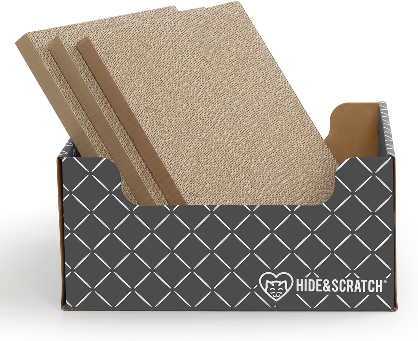 Hidden Scratch Cardboard Cat Scratch Box and Bed - Dark Grey Diamond