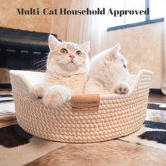 Pet cat bed basket with cushion