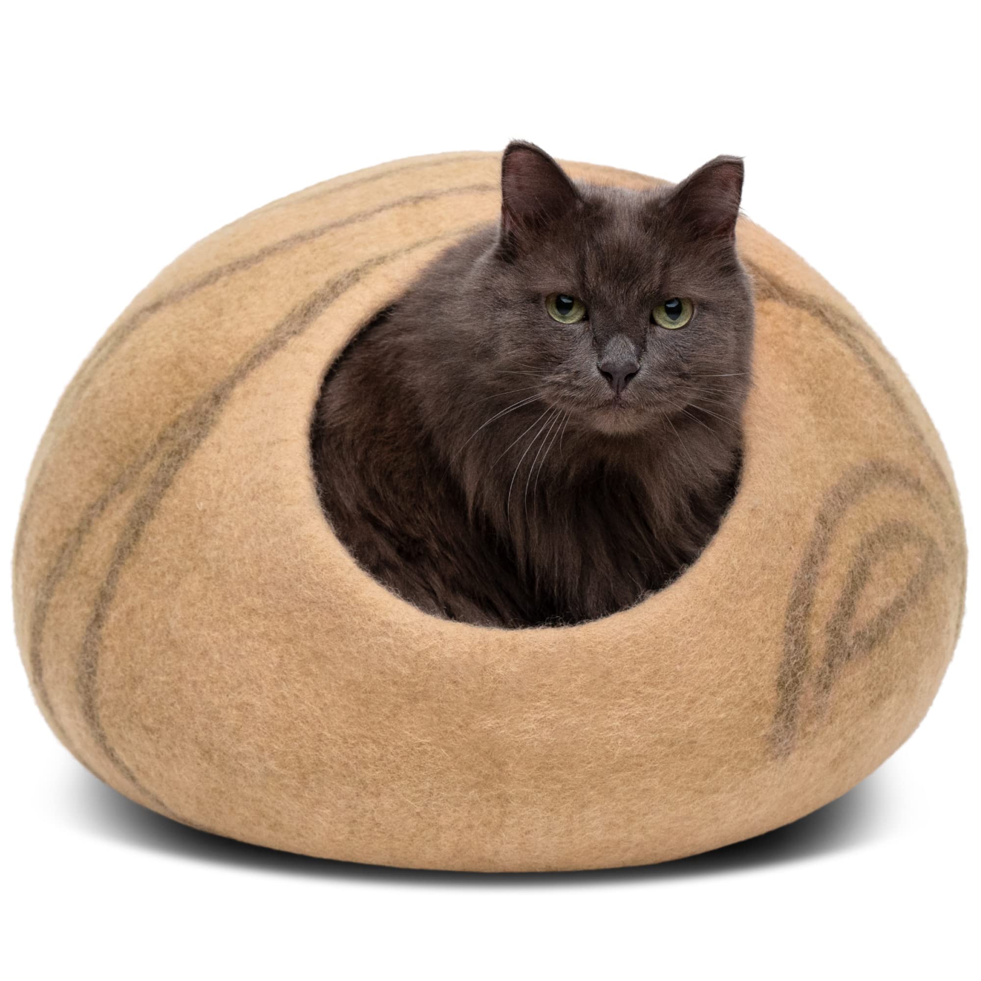 Cat Hole - Premium Felt Cat Bed Fence for Indoor Cats, Handmade Merino Wool (Light Grey, Medium)