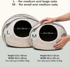 Cat Hole - Premium Felt Cat Bed Fence for Indoor Cats, Handmade Merino Wool (Light Grey, Medium)