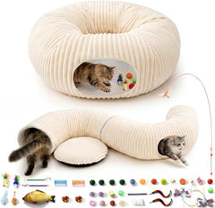 Cat tunnel bed with 40 interactive cat toys, cat tube, and indoor cat toys