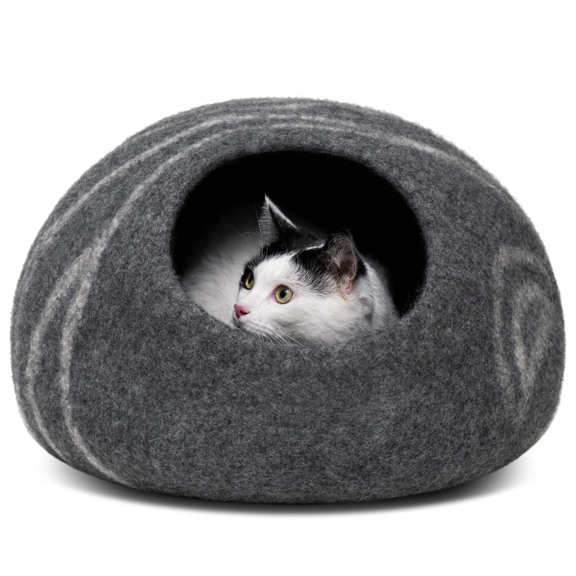 Cat Hole - Premium Felt Cat Bed Fence for Indoor Cats, Handmade Merino Wool (Light Grey, Medium)