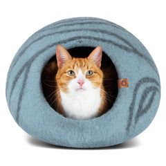 Cat Hole - Premium Felt Cat Bed Fence for Indoor Cats, Handmade Merino Wool (Light Grey, Medium)