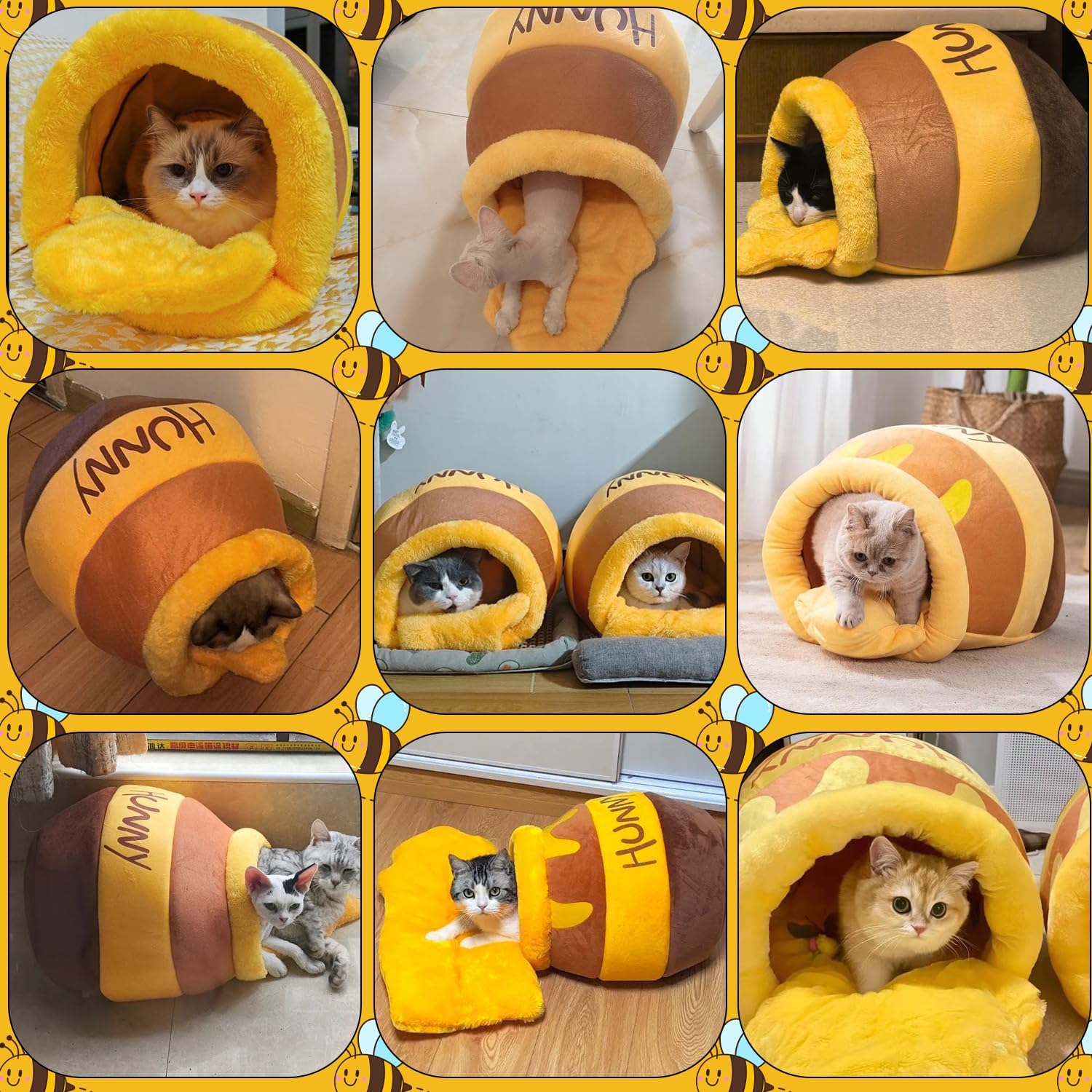 Honey pot cat hole bed, soft and thick rebound sponge pet nest