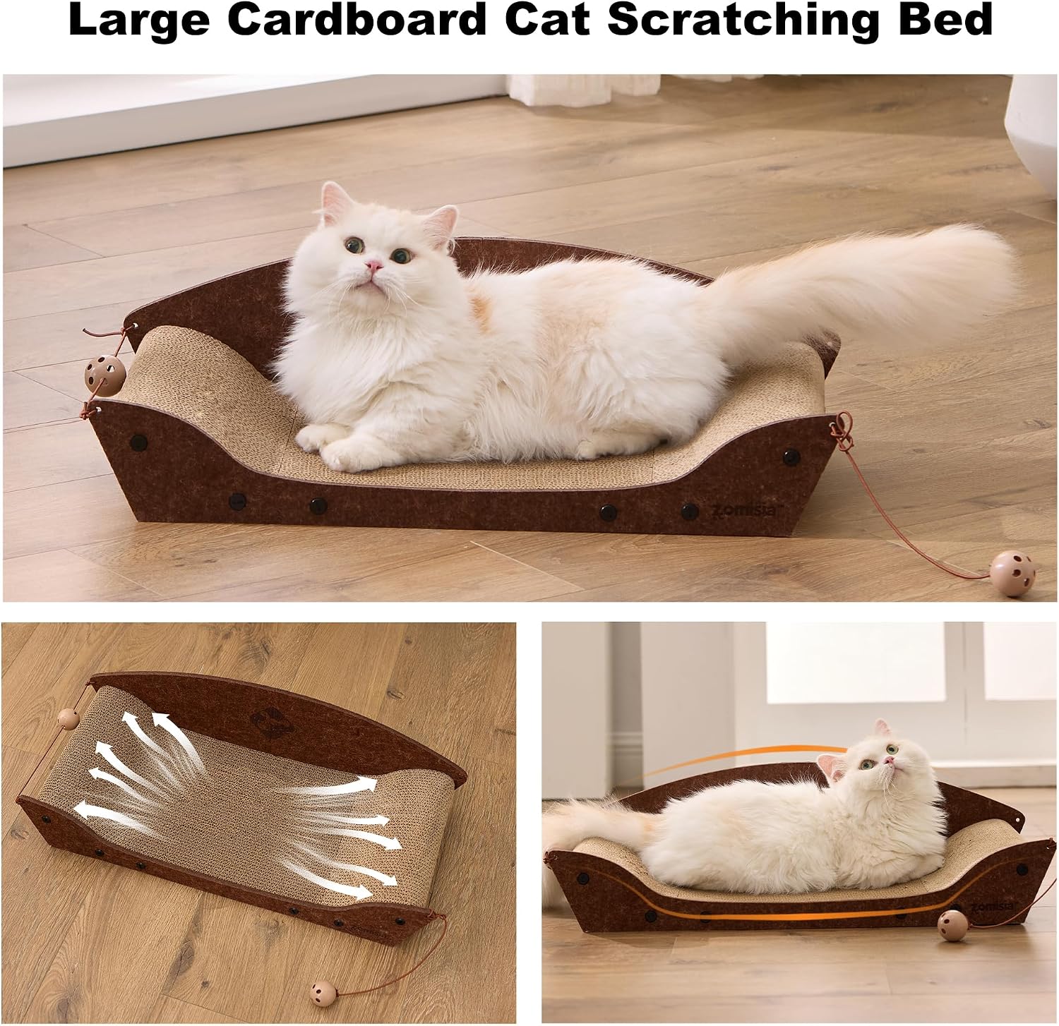 26 inch cardboard cat scratch bed - large indoor cat scratch bed sofa, orthopedic scratch board