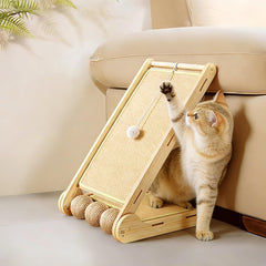 3-piece cardboard cat catcher with box, reversible slope grass catching mat