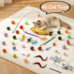 Cat tunnel bed with 40 interactive cat toys, cat tube, and indoor cat toys