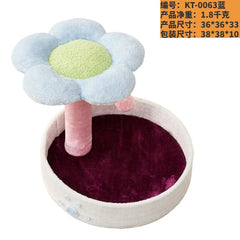 Cat Tree Small Space Saving, Cat Condo with Scratching Post, Flower Design Sisal Rope Climbing Frame for Kittens and Cats