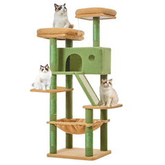 Big cat tree, cactus shaped wooden pet bed, sisal claw pole, Big cat villa