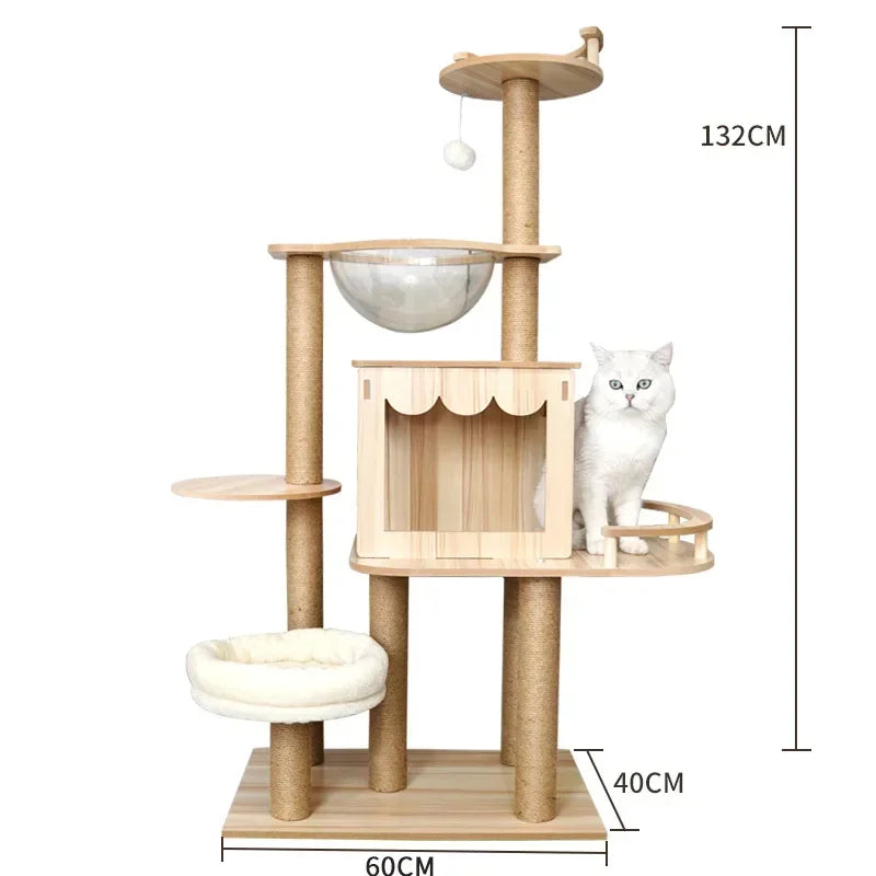 Cat Climbing Frame Multi-layer Scratching Post Strong Load-bearing Cat Tree Luxury Integrated Large Cats Towers