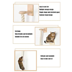 Cat Climbing Shelf and Rope Tree Wall Mounted Scratching Post Sisal Rope Lounging Interactive Play Toys Gym for Indoor Cats