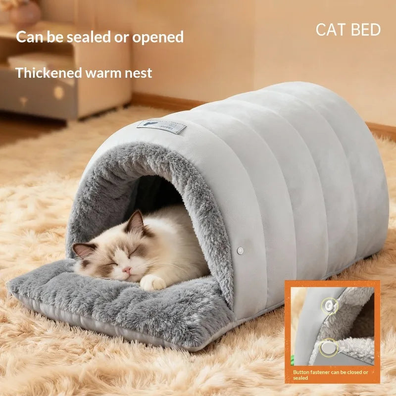 Semi enclosed leather sleeping bag, washable cat house