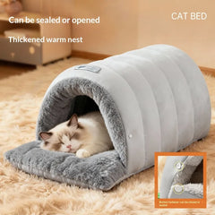 Semi enclosed leather sleeping bag, washable cat house