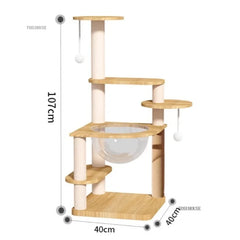 Multi layer sisal cat tree tower home leisure cat catching column, with hammock creative design pet furniture