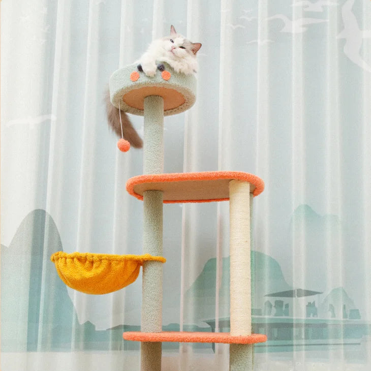 Plant Design Cat Tree Tower With Sisal Scratching Post Pillar Colorful Multi Level Platform Washable Pet Furniture