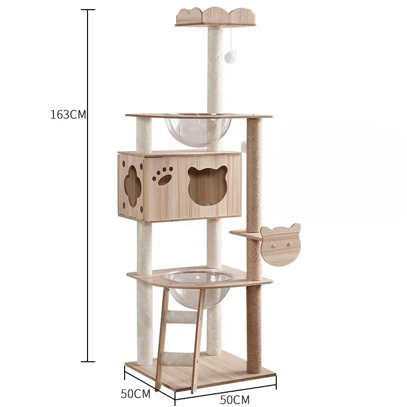 Cat Climbing Frame Multi-layer Scratching Post Strong Load-bearing Cat Tree Luxury Integrated Large Cats Towers