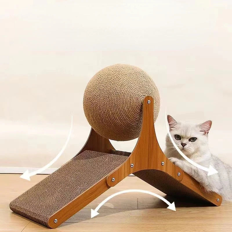 Catnip board, wooden climbing frame, vertical scratch resistant cat toy, rotating sword hemp rope