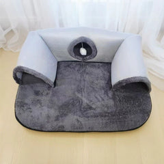 Three in one cat tunnel bed, warm and fluffy pet game mat, cave bed, anti slip base, suitable for small and medium-sized cats