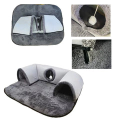 Three in one cat tunnel bed, warm and fluffy pet game mat, cave bed, anti slip base, suitable for small and medium-sized cats