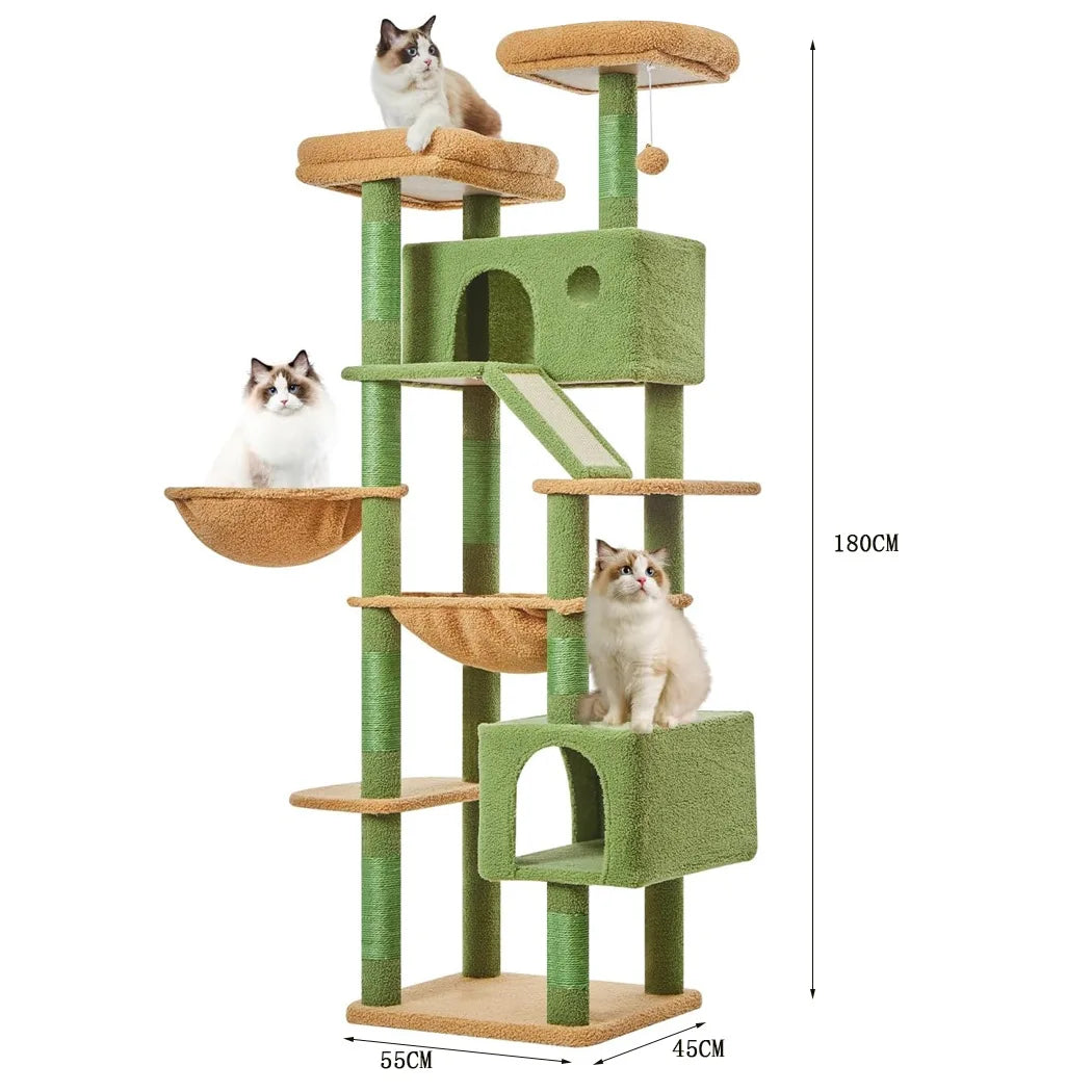 Big cat tree, cactus shaped wooden pet bed, sisal claw pole, Big cat villa