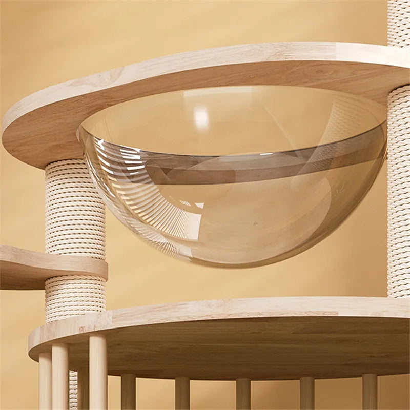 Solid Wood Cat Tower, Scratching Post, Short Climbing Frame, Indoor Jumping Platform, Cat Tree Bed