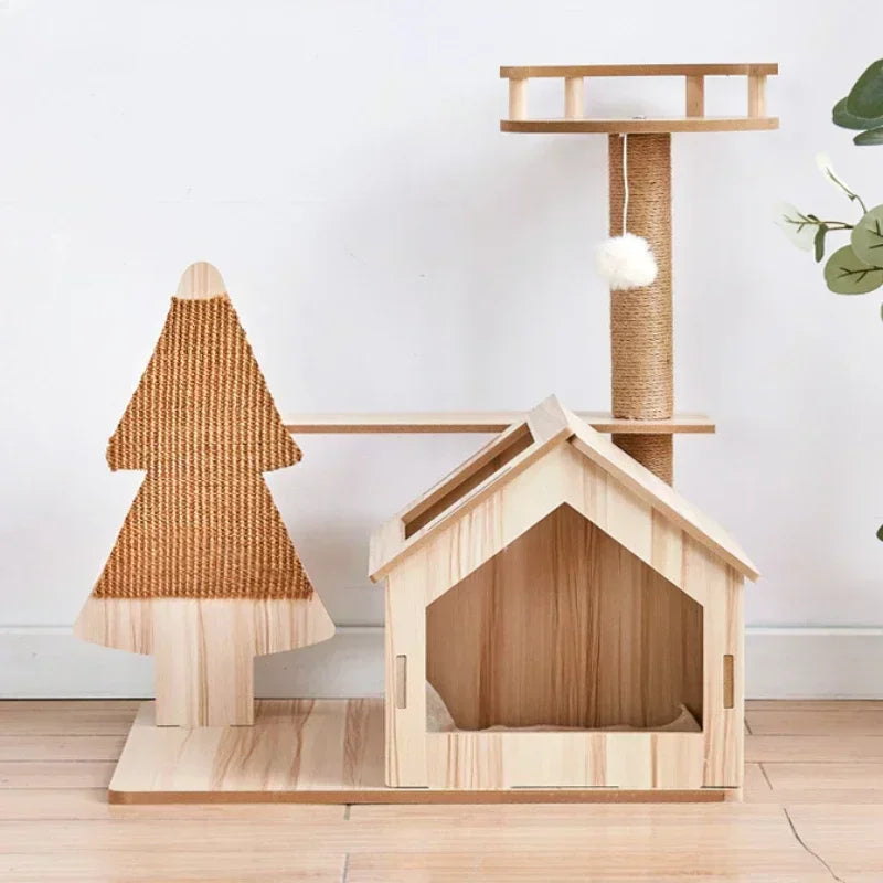 Cat Climbing Frame Multi-layer Scratching Post Strong Load-bearing Cat Tree Luxury Integrated Large Cats Towers