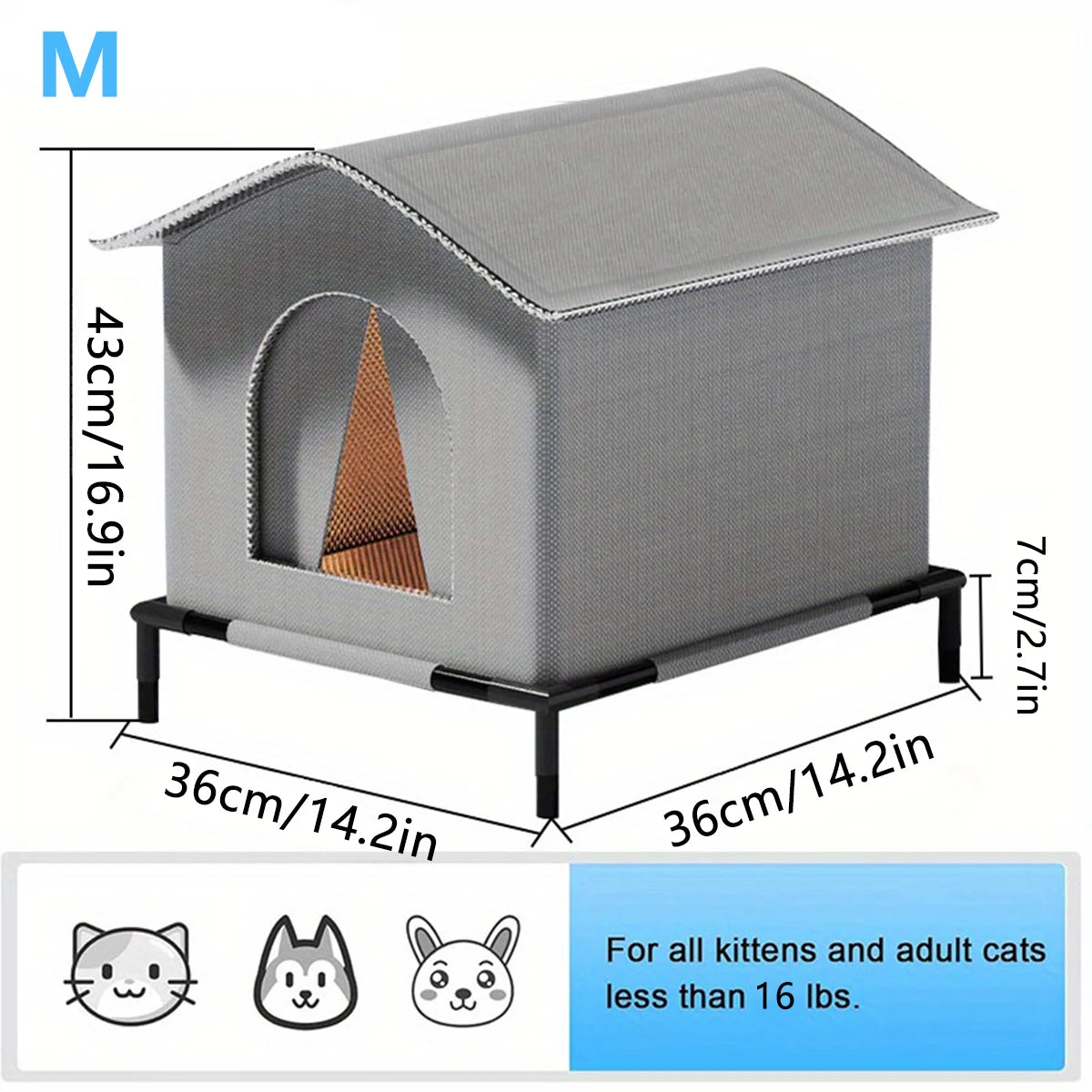 Cat house with mat waterproof summer pavilion foldable