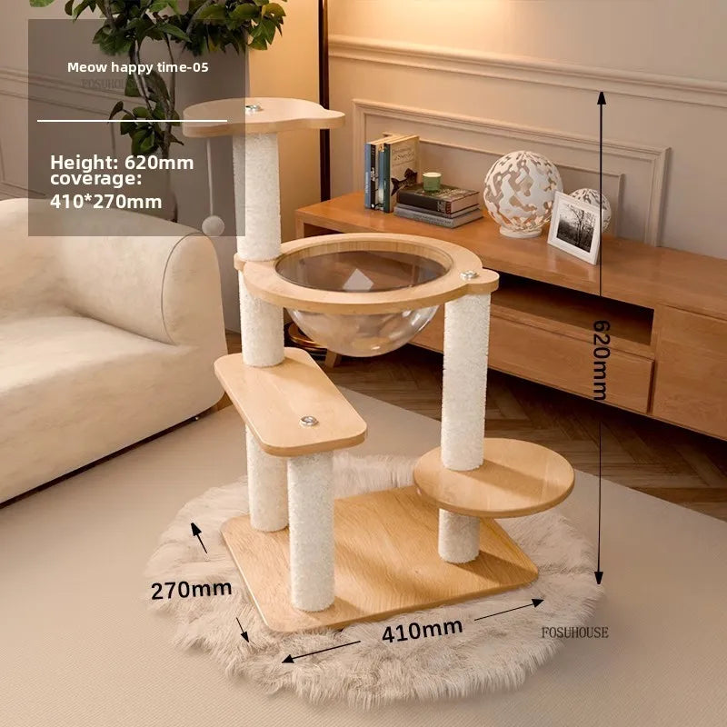 Multi layer sisal cat tree tower home leisure cat catching column, with hammock creative design pet furniture