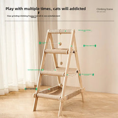 A tree house that can be used in all seasons, with a hammock and scratch column, a large cat tower, and durable cat furniture indoors