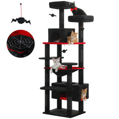 Cat tree and indoor cat tower, scratch column covered with sisal, spacious hammock cushion